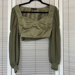 PrettyLittleThing Olive Green Top